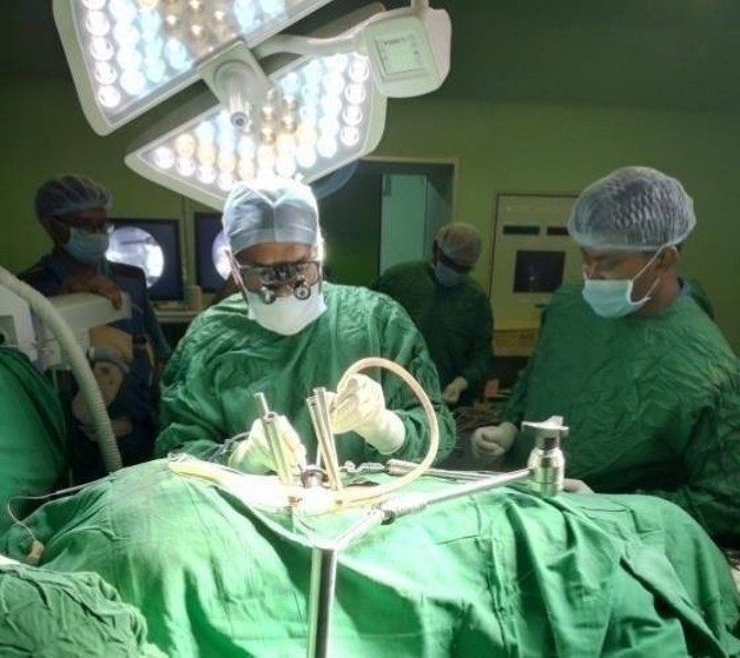 Intra operative pictures of minimally invasive spine [MIS] surgery